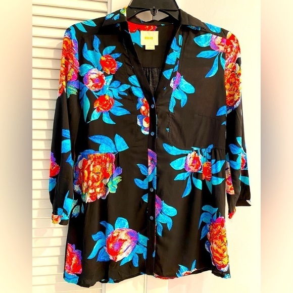 Maeve by Anthropologie Black Floral Woodland Walk Button Front Blouse Shirt 0
C - Picture 10 of 11
